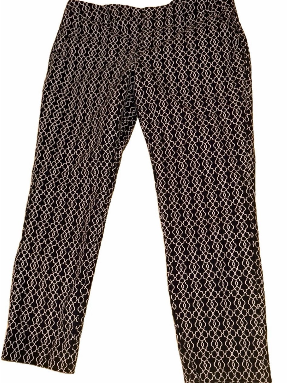Merona Women's Dress Pants skinny Black White Geometric Cropped Capri Slacks 12